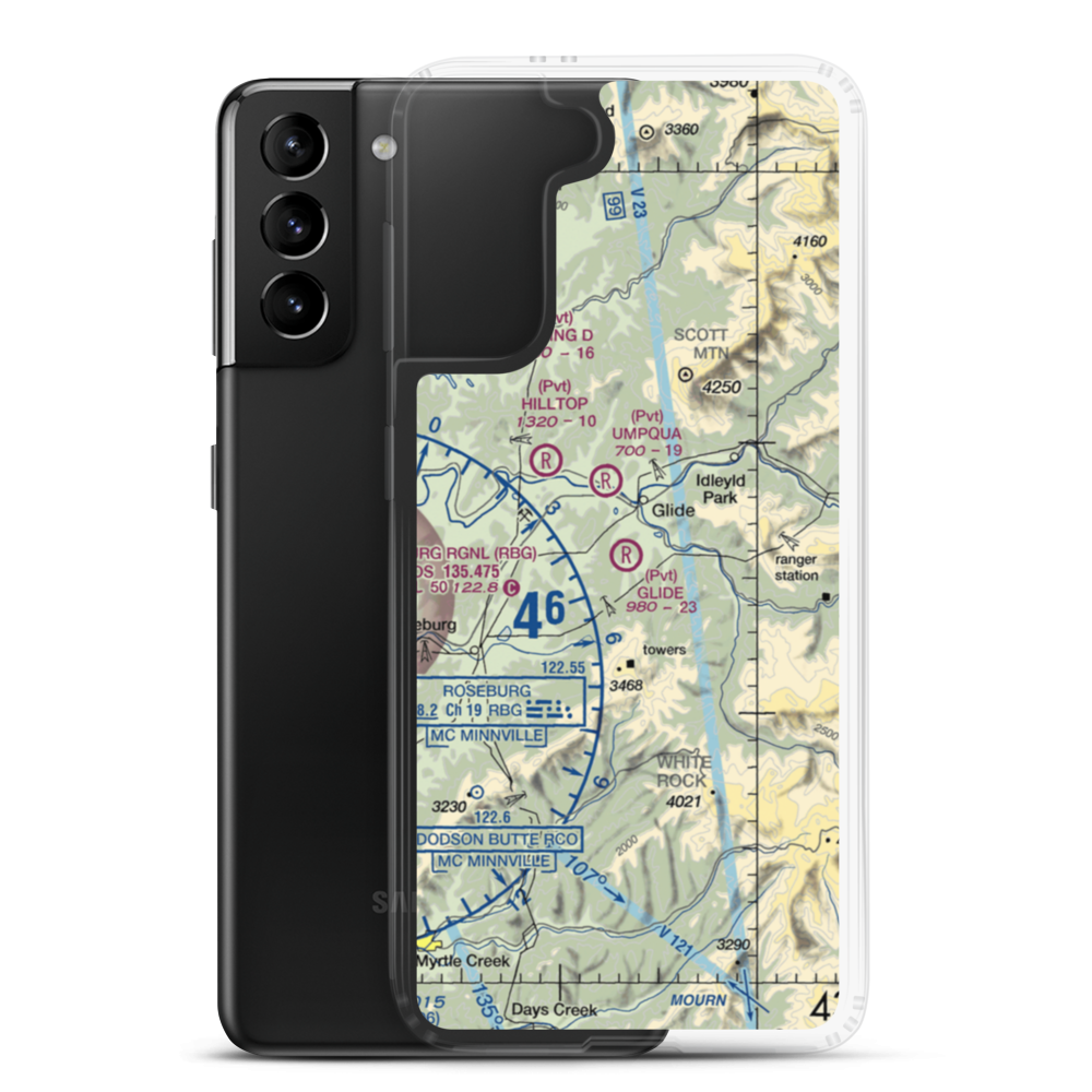 Glide Aero Airport (17OR) VFR Sectional Samsung Case Samsung Galaxy S21 Plus model shown