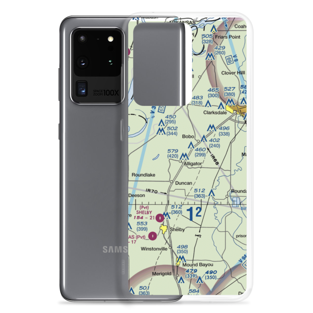 Glidwell Flying Service Airport (MS09) VFR Sectional Samsung Case Samsung Galaxy S20 Ultra model shown