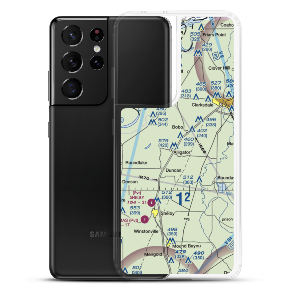 Glidwell Flying Service Airport (MS09) VFR Sectional Samsung Case Samsung Galaxy S21 Ultra model shown