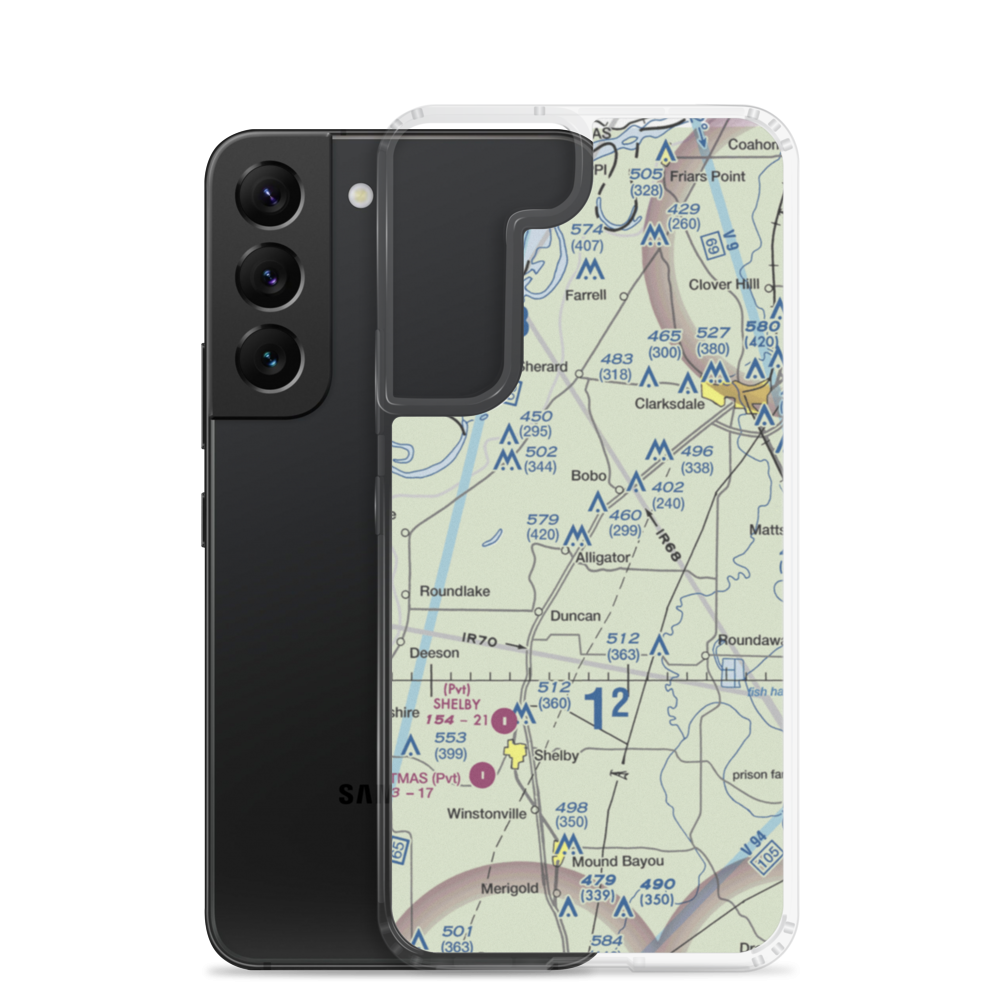 Glidwell Flying Service Airport (MS09) VFR Sectional Samsung Case Samsung Galaxy S22 model shown