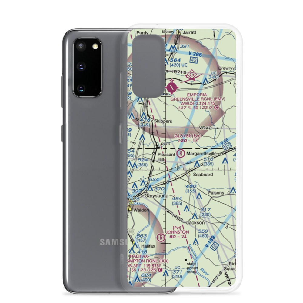 Glover Airport (45NC) VFR Sectional Samsung Case Samsung Galaxy S20 model shown