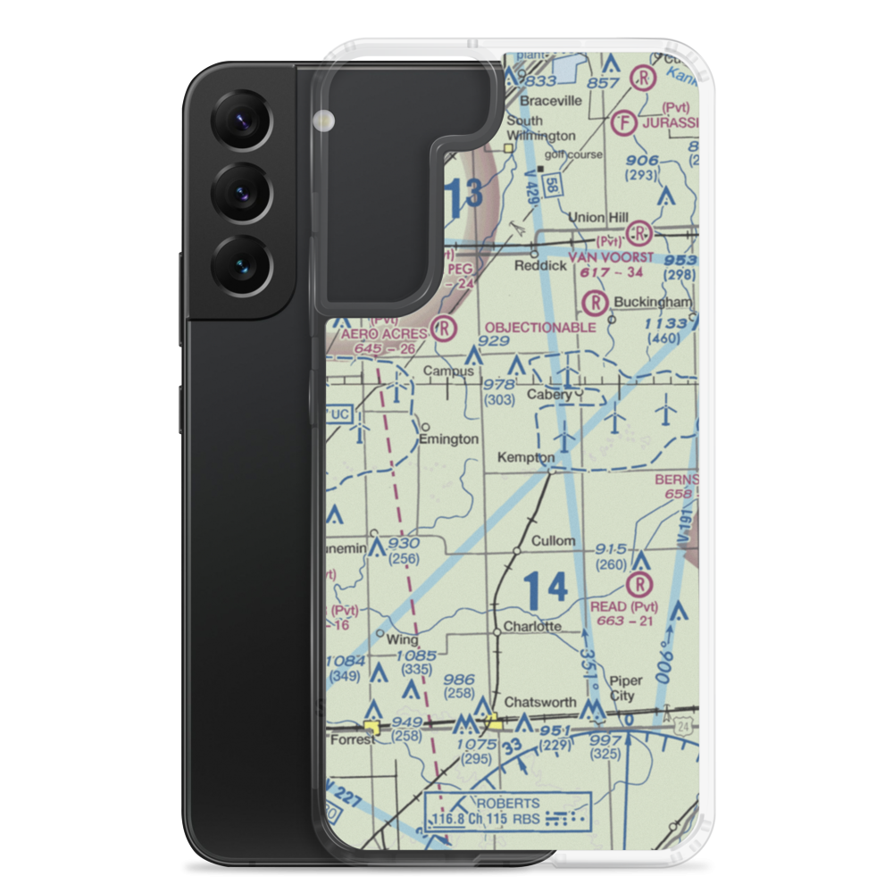 Godbee RLA Restricted Landing Area (47IL) VFR Sectional Samsung Case Samsung Galaxy S22 Plus model shown