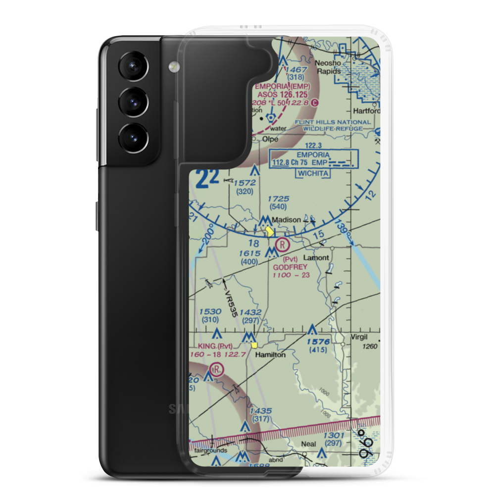 Godfrey Airport (SN91) VFR Sectional Samsung Case Samsung Galaxy S21 Plus model shown