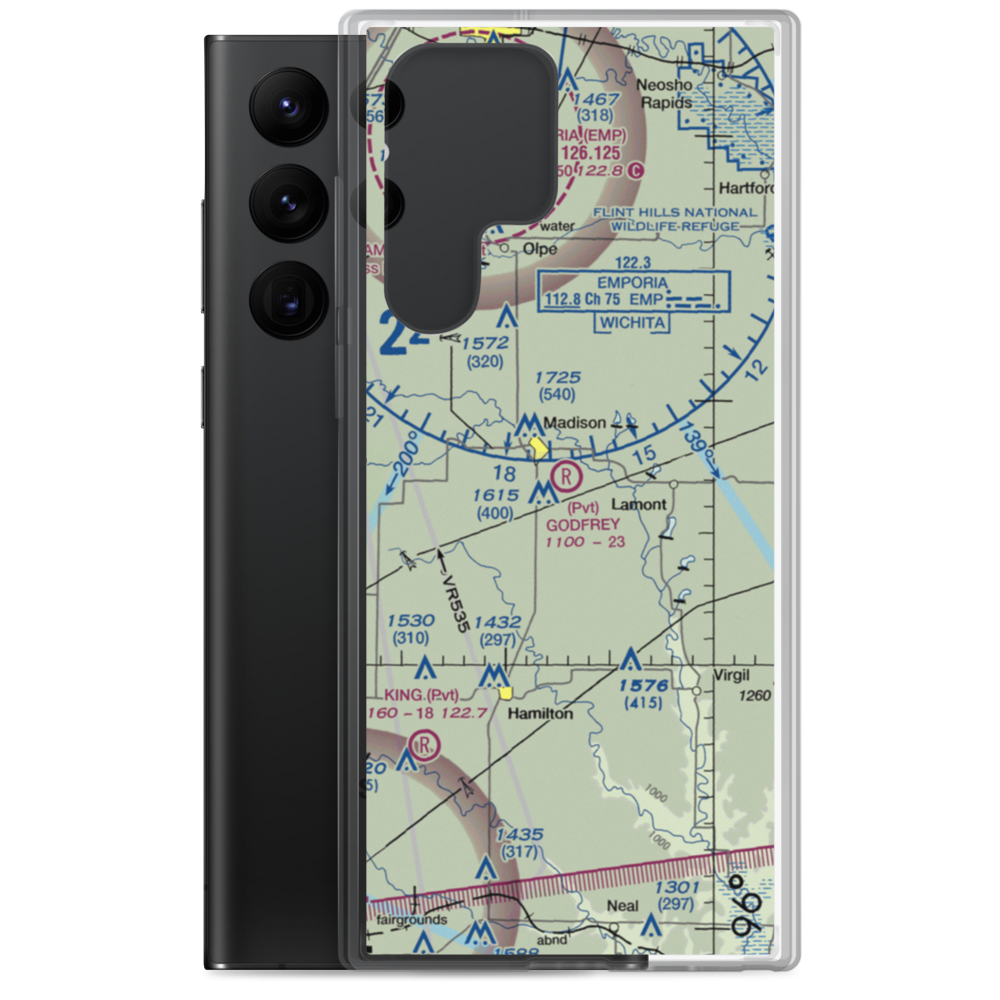 Godfrey Airport (SN91) VFR Sectional Samsung Case Samsung Galaxy S22 Ultra model shown