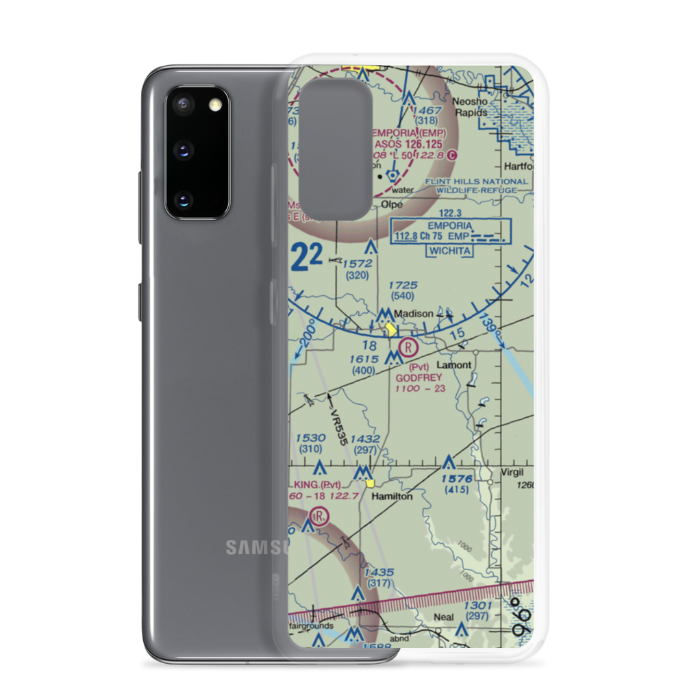 Godfrey Airport (SN91) VFR Sectional Samsung Case Samsung Galaxy S20 model shown