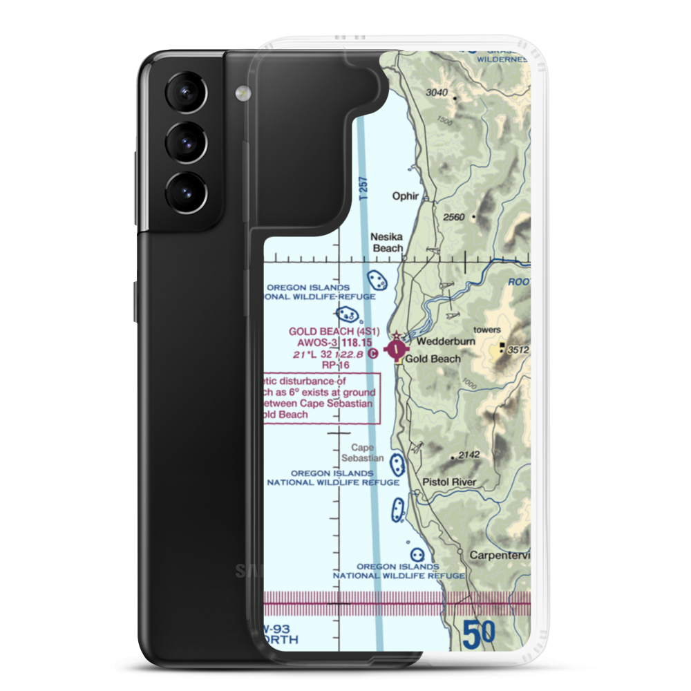 Gold Beach Municipal Airport (4S1) VFR Sectional Samsung Case Samsung Galaxy S21 Plus model shown