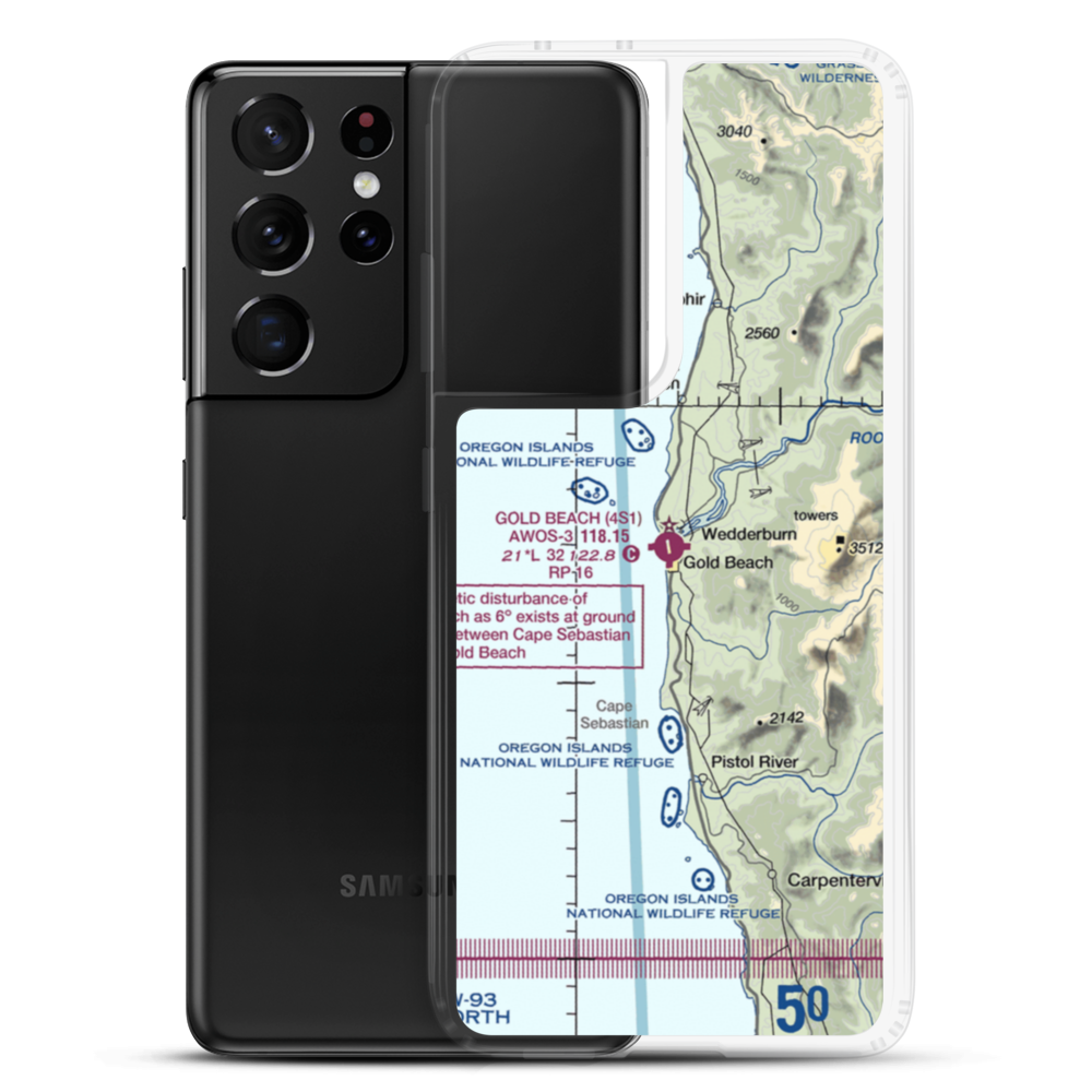 Gold Beach Municipal Airport (4S1) VFR Sectional Samsung Case Samsung Galaxy S21 Ultra model shown