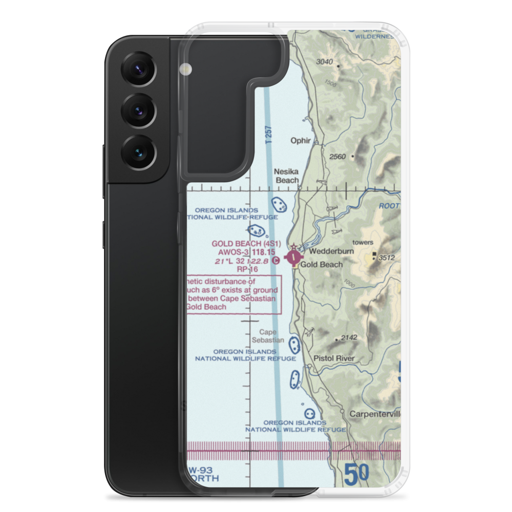 Gold Beach Municipal Airport (4S1) VFR Sectional Samsung Case Samsung Galaxy S22 Plus model shown