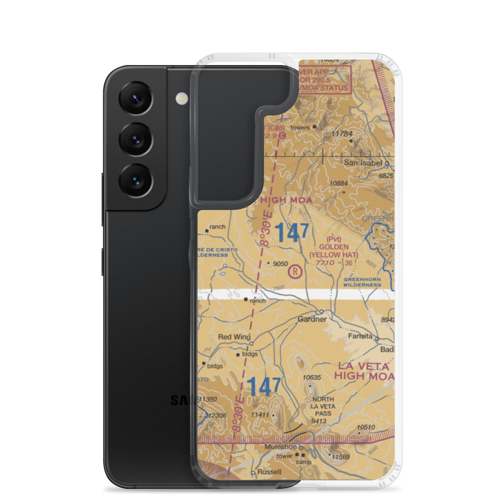 Golden Field (Yellow Hat) Airport (CO61) VFR Sectional Samsung Case Samsung Galaxy S22 model shown