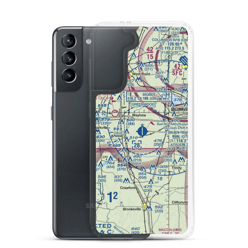 Golden Triangle Regional Airport (GTR) VFR Sectional Samsung Case Samsung Galaxy S21 model shown