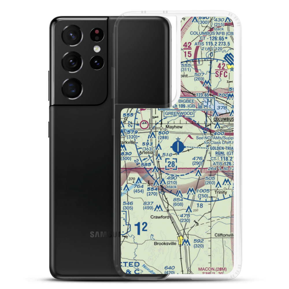 Golden Triangle Regional Airport (GTR) VFR Sectional Samsung Case Samsung Galaxy S21 Ultra model shown
