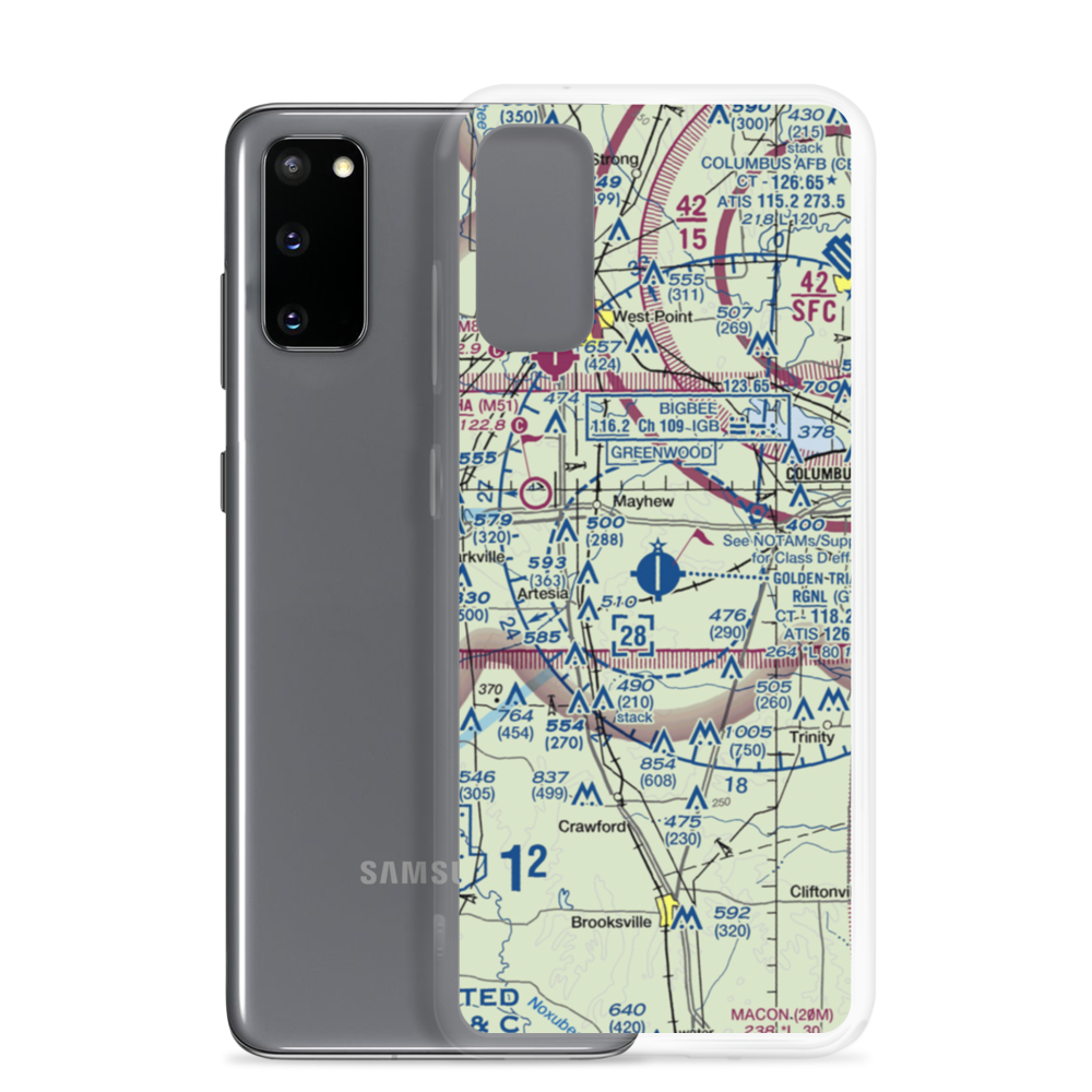 Golden Triangle Regional Airport (GTR) VFR Sectional Samsung Case Samsung Galaxy S20 model shown