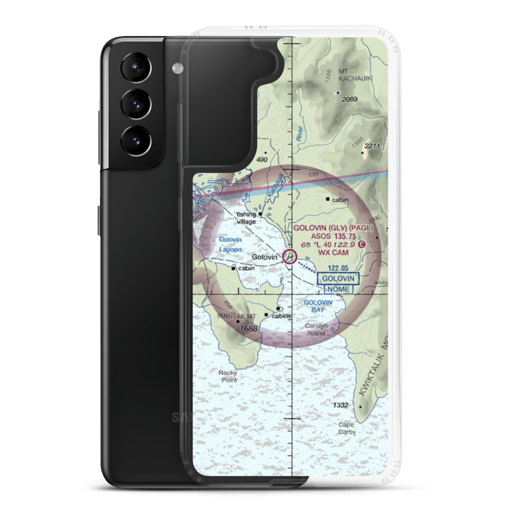 Golovin Airport (GLV) VFR Sectional Samsung Case Samsung Galaxy S21 Plus model shown