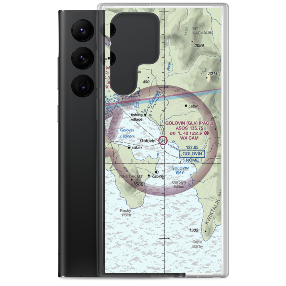 Golovin Airport (GLV) VFR Sectional Samsung Case Samsung Galaxy S22 Ultra model shown