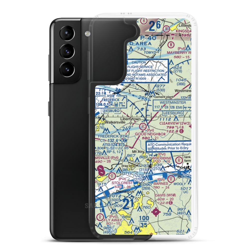 Good Neighbor Farm Airport (MD74) VFR Sectional Samsung Case Samsung Galaxy S21 Plus model shown