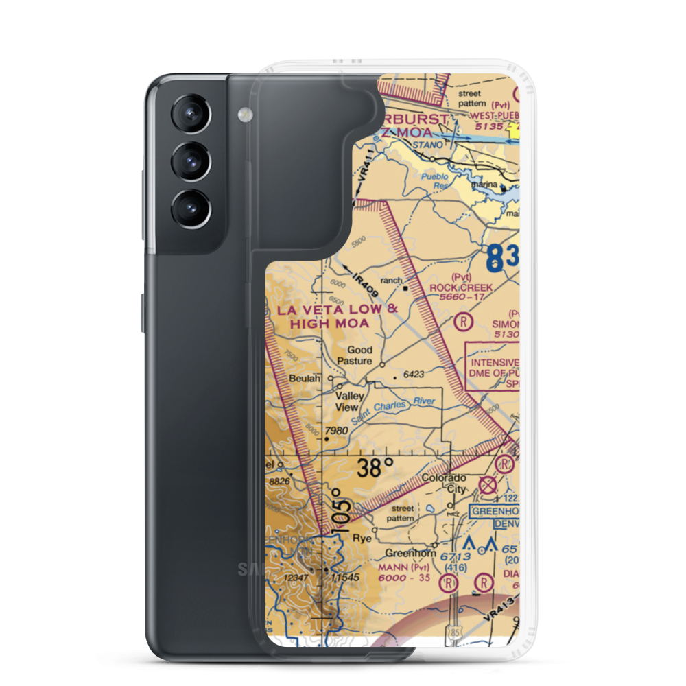 Good Pasture Airport (14CO) VFR Sectional Samsung Case Samsung Galaxy S21 model shown