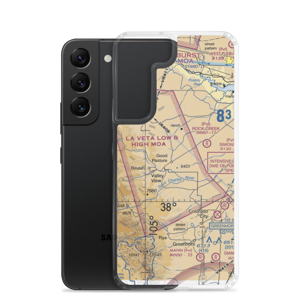 Good Pasture Airport (14CO) VFR Sectional Samsung Case Samsung Galaxy S22 model shown