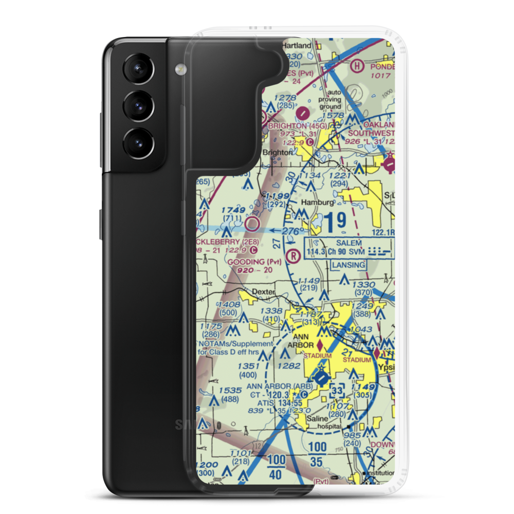 Gooding Airport (MI29) VFR Sectional Samsung Case Samsung Galaxy S21 Plus model shown