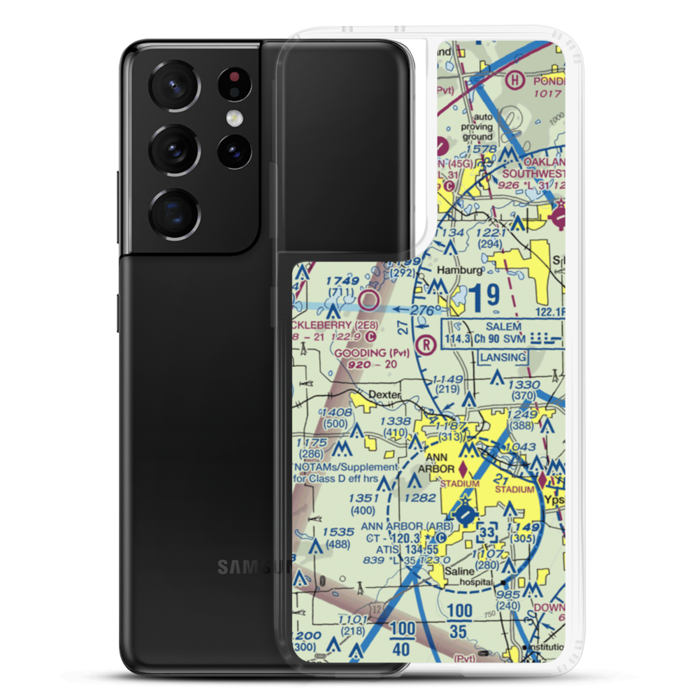 Gooding Airport (MI29) VFR Sectional Samsung Case Samsung Galaxy S21 Ultra model shown