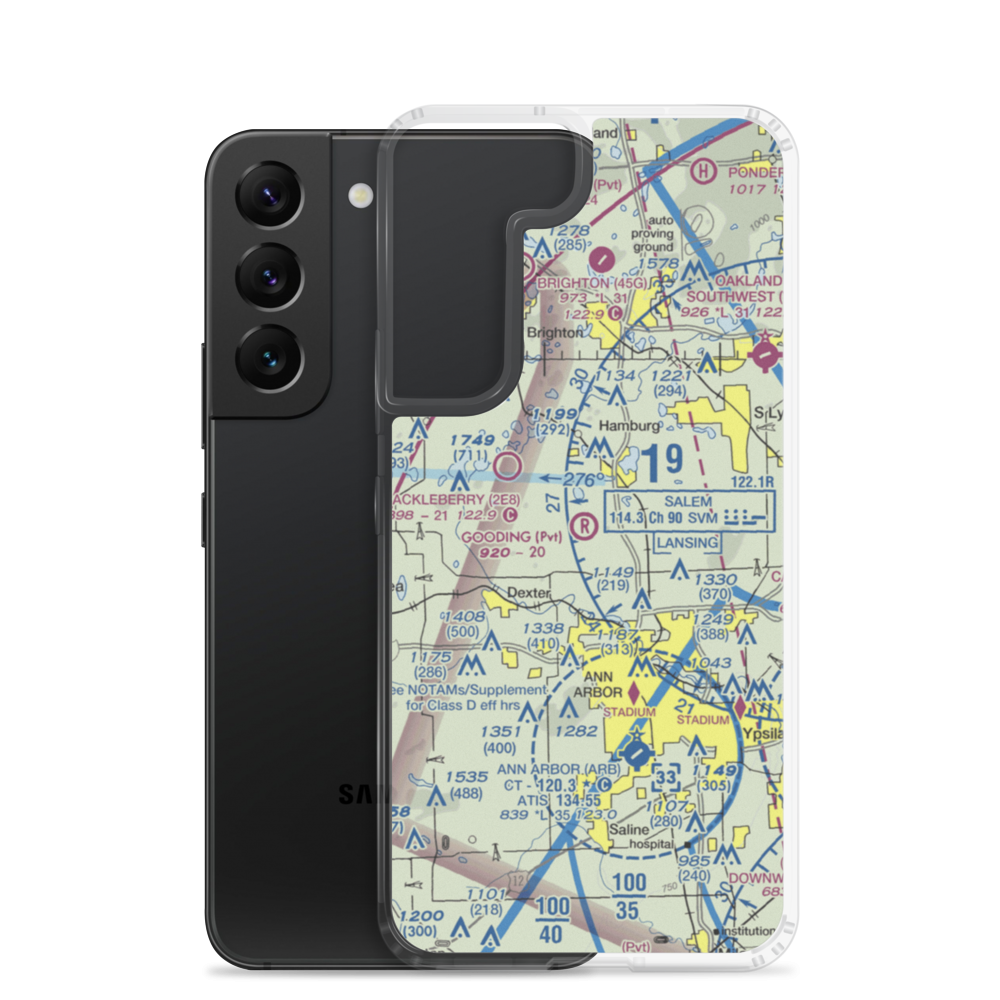Gooding Airport (MI29) VFR Sectional Samsung Case Samsung Galaxy S22 model shown