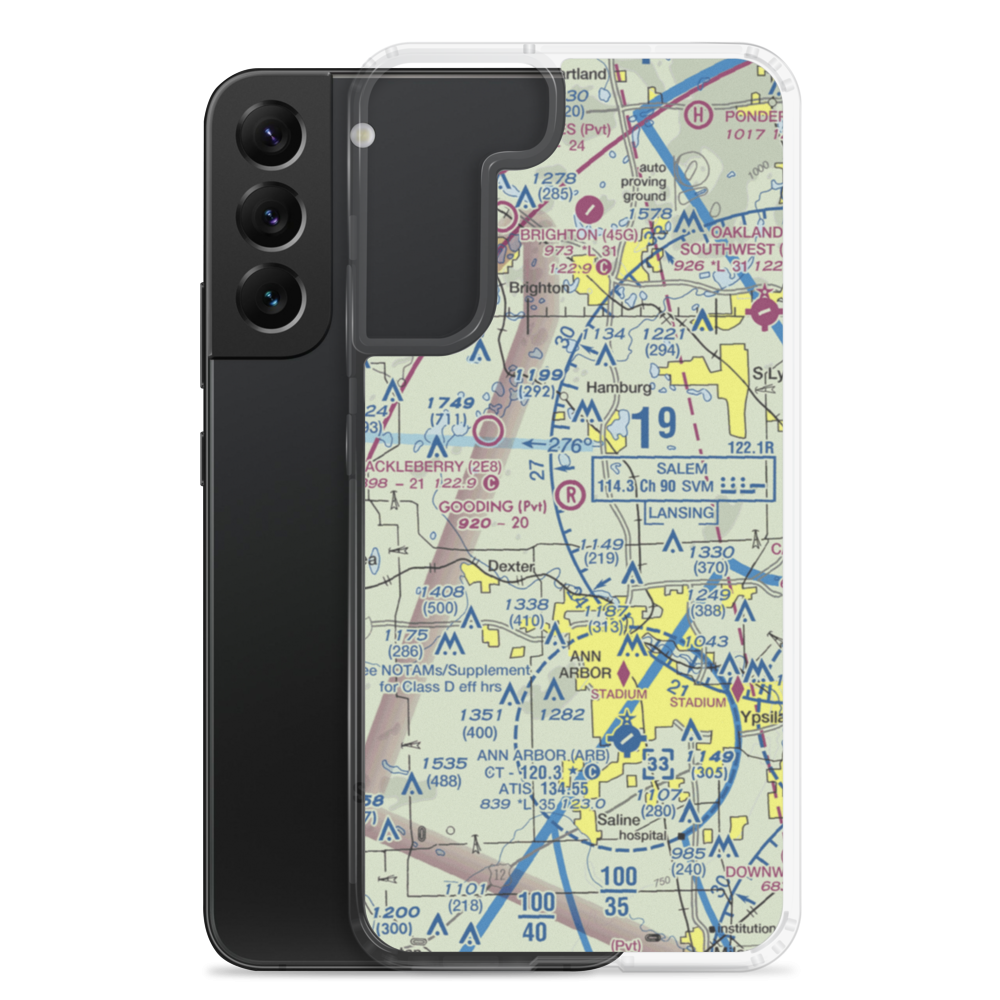 Gooding Airport (MI29) VFR Sectional Samsung Case Samsung Galaxy S22 Plus model shown