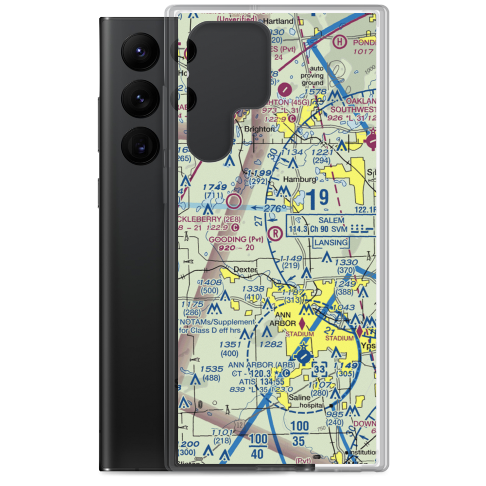 Gooding Airport (MI29) VFR Sectional Samsung Case Samsung Galaxy S22 Ultra model shown