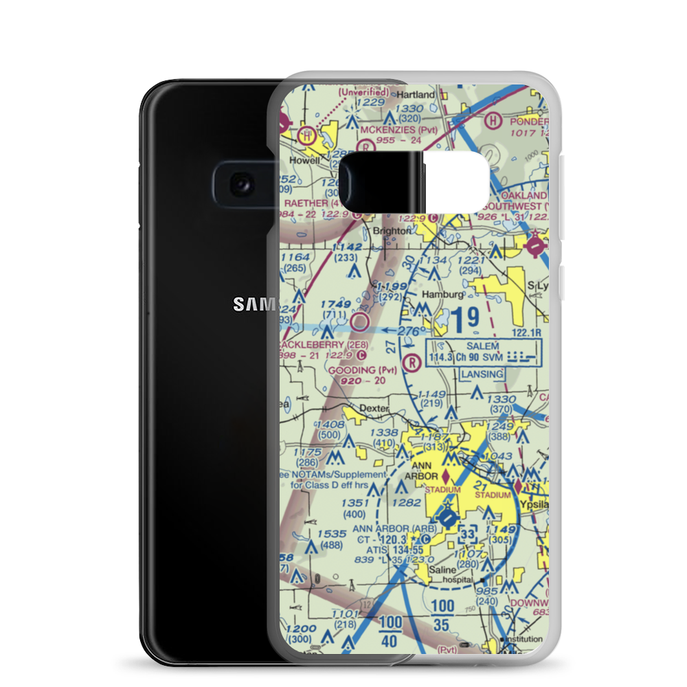 Gooding Airport (MI29) VFR Sectional Samsung Case Samsung Galaxy S10e model shown