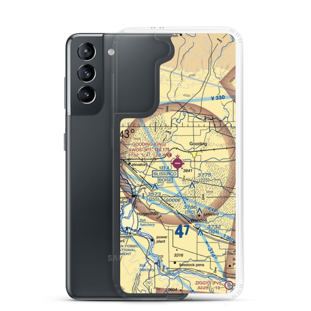 Gooding Municipal Airport (GNG) VFR Sectional Samsung Case Samsung Galaxy S21 model shown