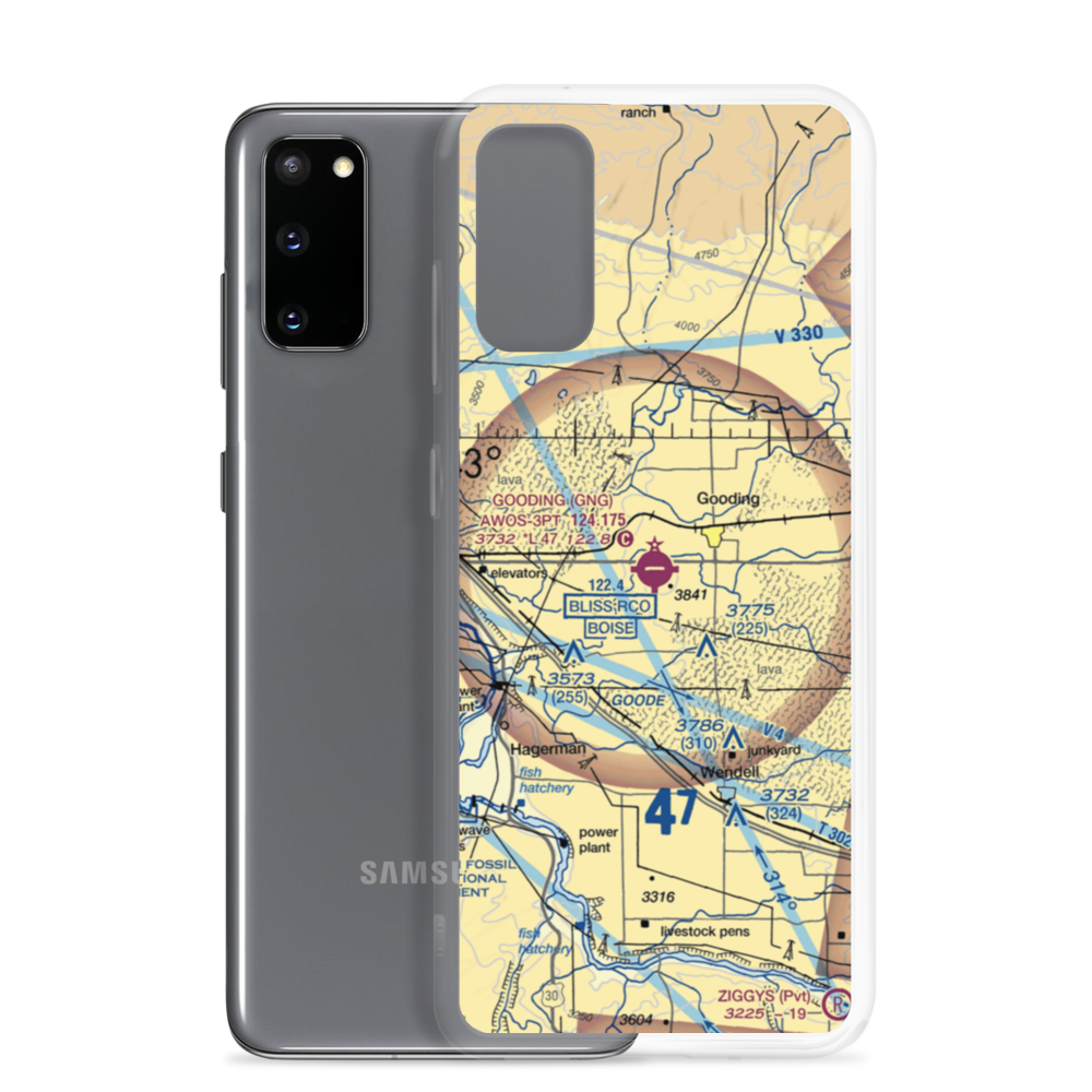 Gooding Municipal Airport (GNG) VFR Sectional Samsung Case Samsung Galaxy S20 model shown