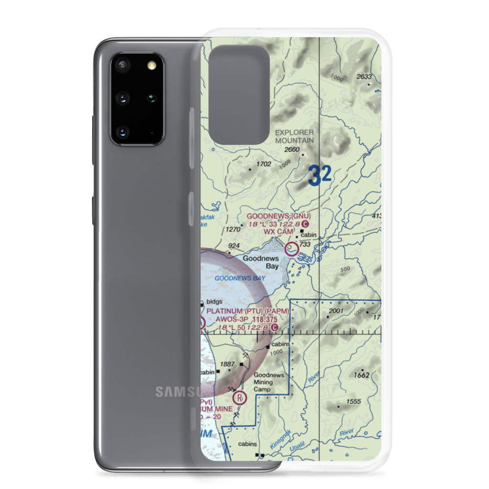 Goodnews Airport (GNU) VFR Sectional Samsung Case Samsung Galaxy S20 Plus model shown