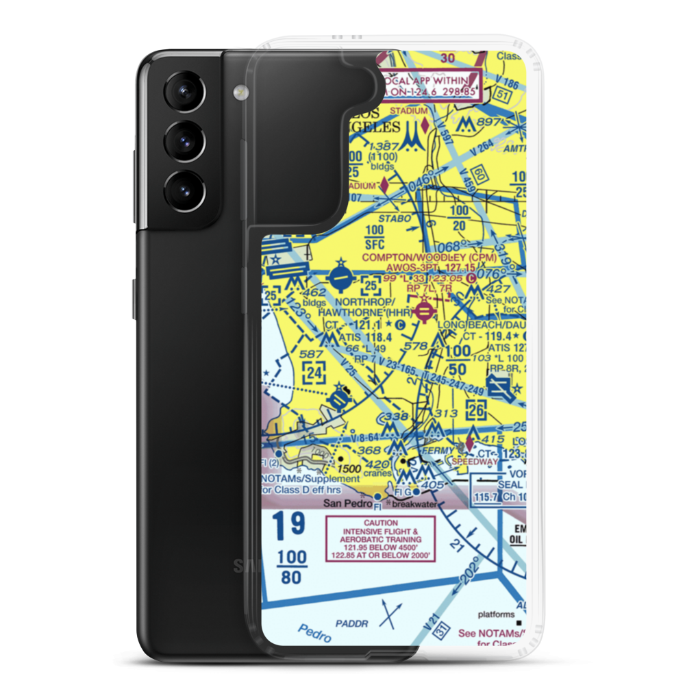 Goodyear Blimp Base Airport (64CL) VFR Sectional Samsung Case Samsung Galaxy S21 Plus model shown