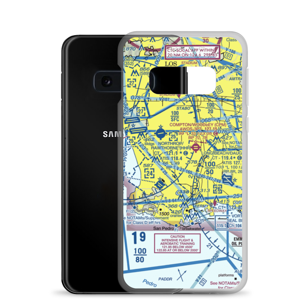 Goodyear Blimp Base Airport (64CL) VFR Sectional Samsung Case Samsung Galaxy S10e model shown