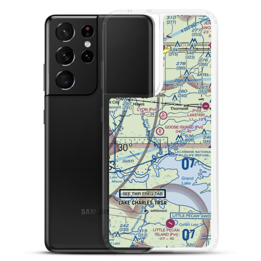 Goose Island Airport (1LA3) VFR Sectional Samsung Case Samsung Galaxy S21 Ultra model shown
