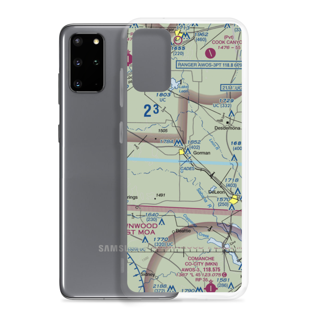 Gorman Airport (0TE6) VFR Sectional Samsung Case Samsung Galaxy S20 Plus model shown