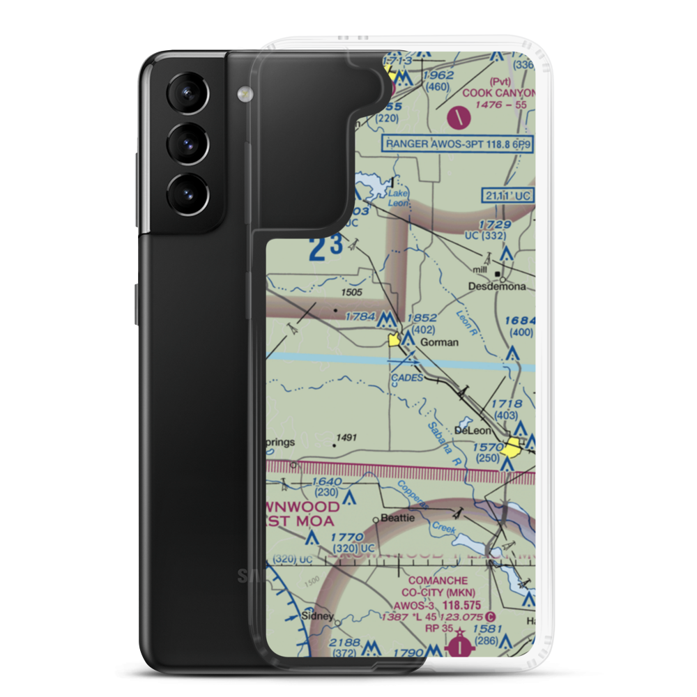 Gorman Airport (0TE6) VFR Sectional Samsung Case Samsung Galaxy S21 Plus model shown