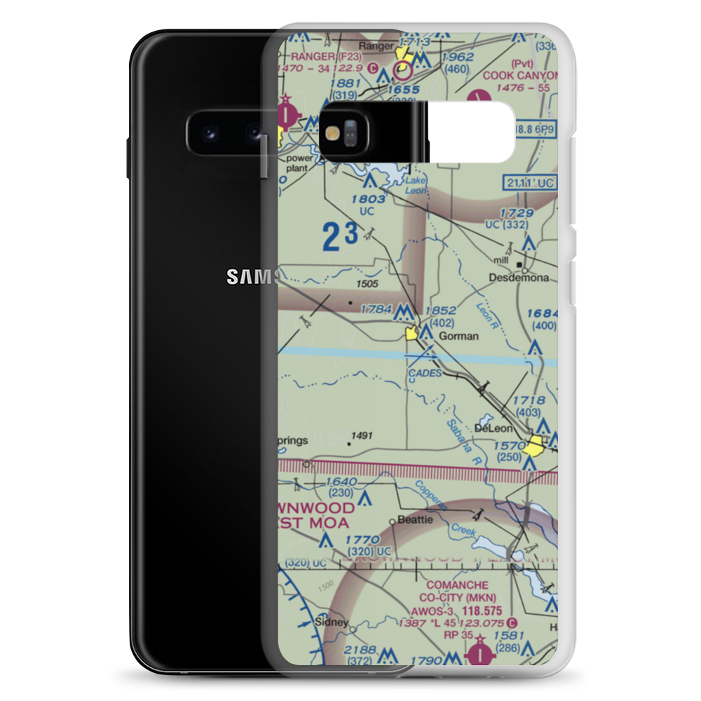Gorman Airport (0TE6) VFR Sectional Samsung Case Samsung Galaxy S10+ model shown