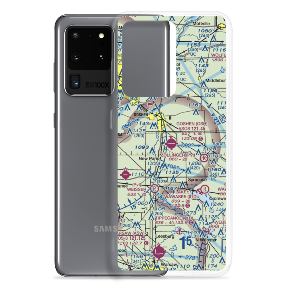 Goshen Municipal Airport (GSH) VFR Sectional Samsung Case Samsung Galaxy S20 Ultra model shown