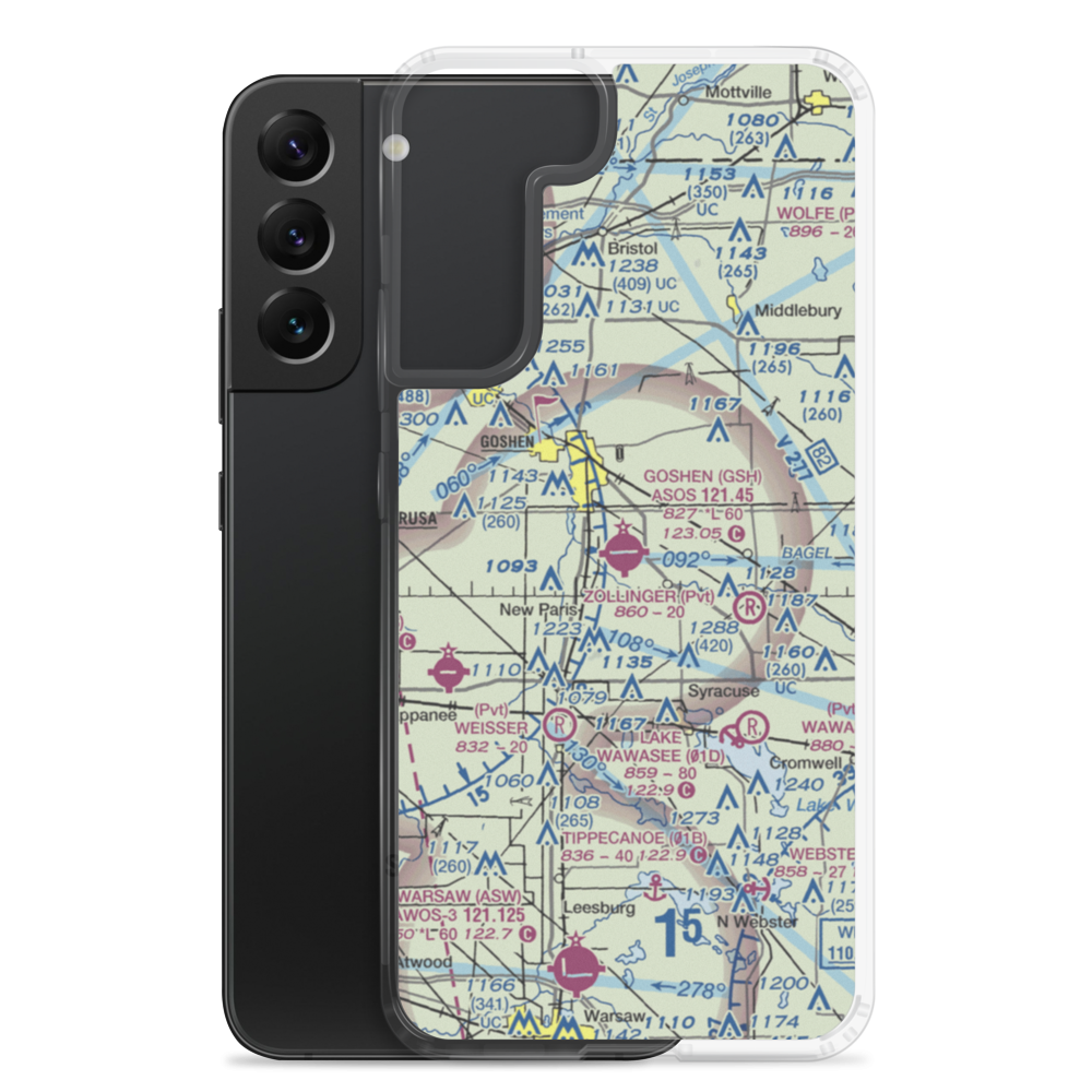 Goshen Municipal Airport (GSH) VFR Sectional Samsung Case Samsung Galaxy S22 Plus model shown