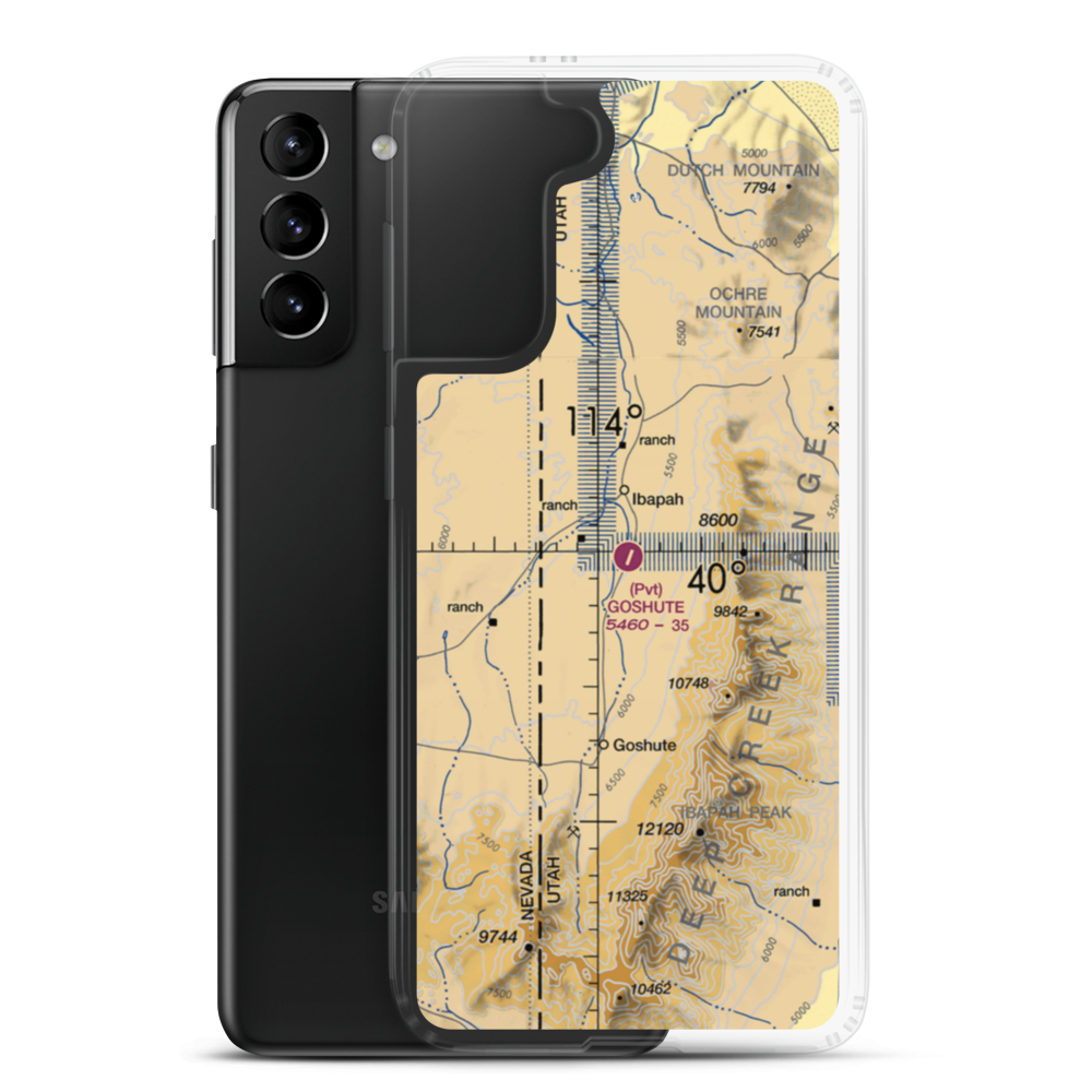 Goshute Airport (UT65) VFR Sectional Samsung Case Samsung Galaxy S21 Plus model shown