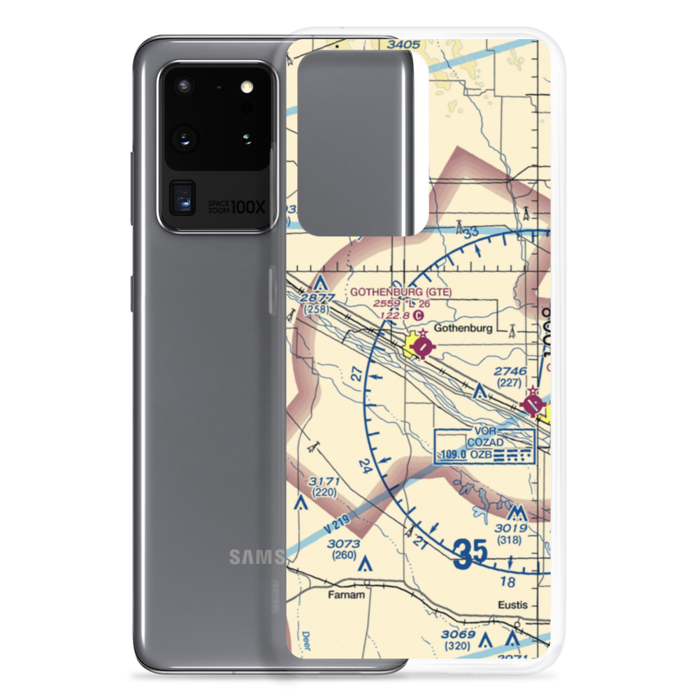 Gothenburg Municipal Airport (GTE) VFR Sectional Samsung Case Samsung Galaxy S20 Ultra model shown