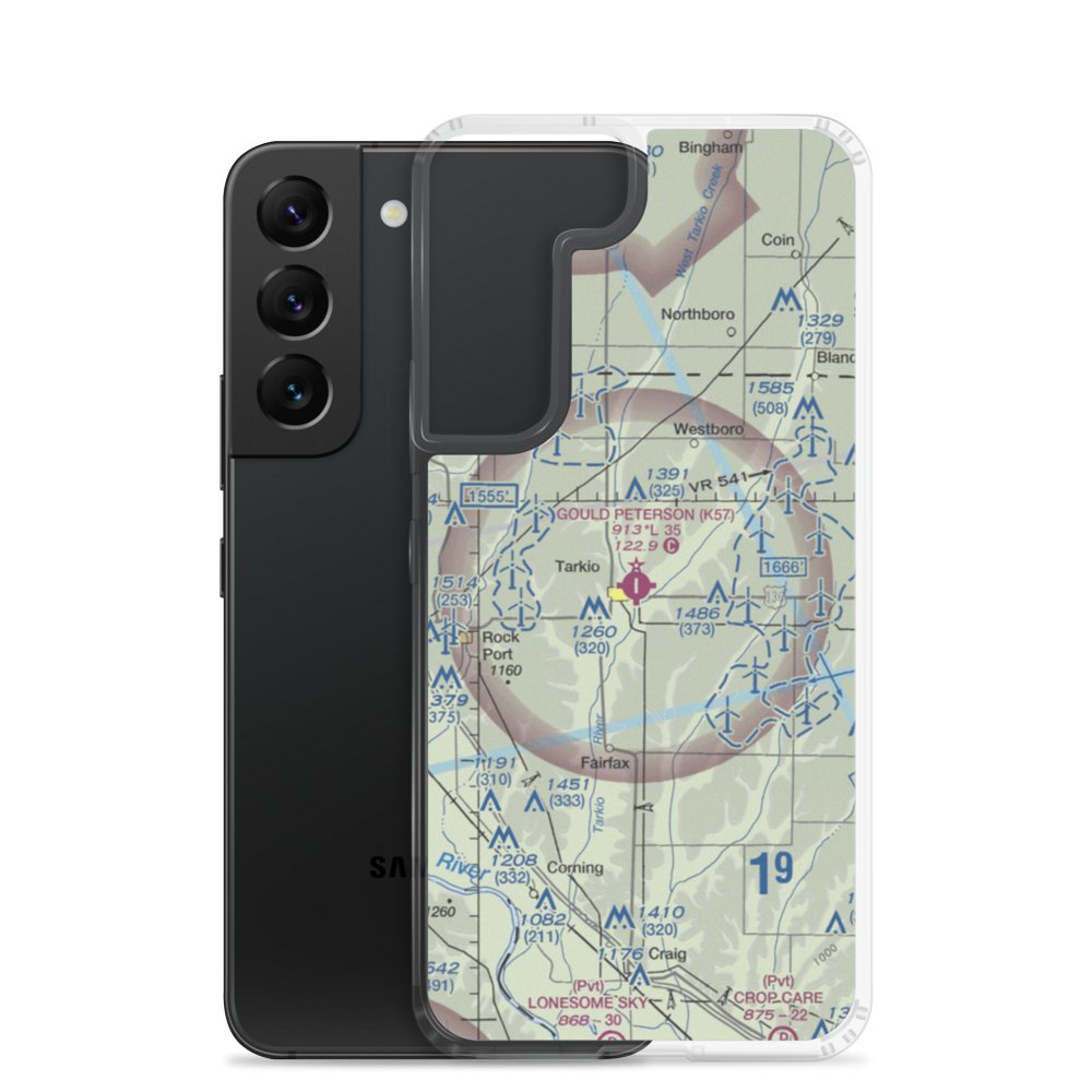 Gould Peterson Municipal Airport (K57) VFR Sectional Samsung Case Samsung Galaxy S22 model shown
