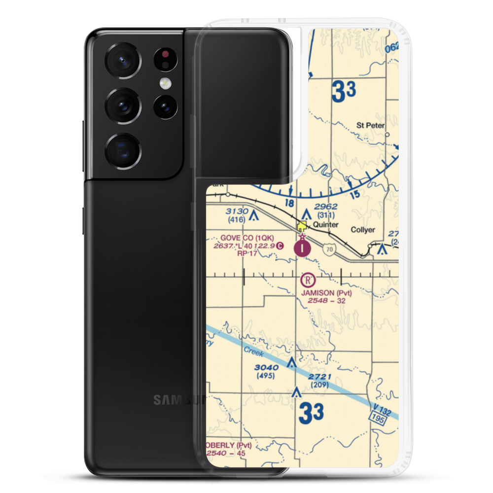 Gove County Airport (1QK) VFR Sectional Samsung Case Samsung Galaxy S21 Ultra model shown