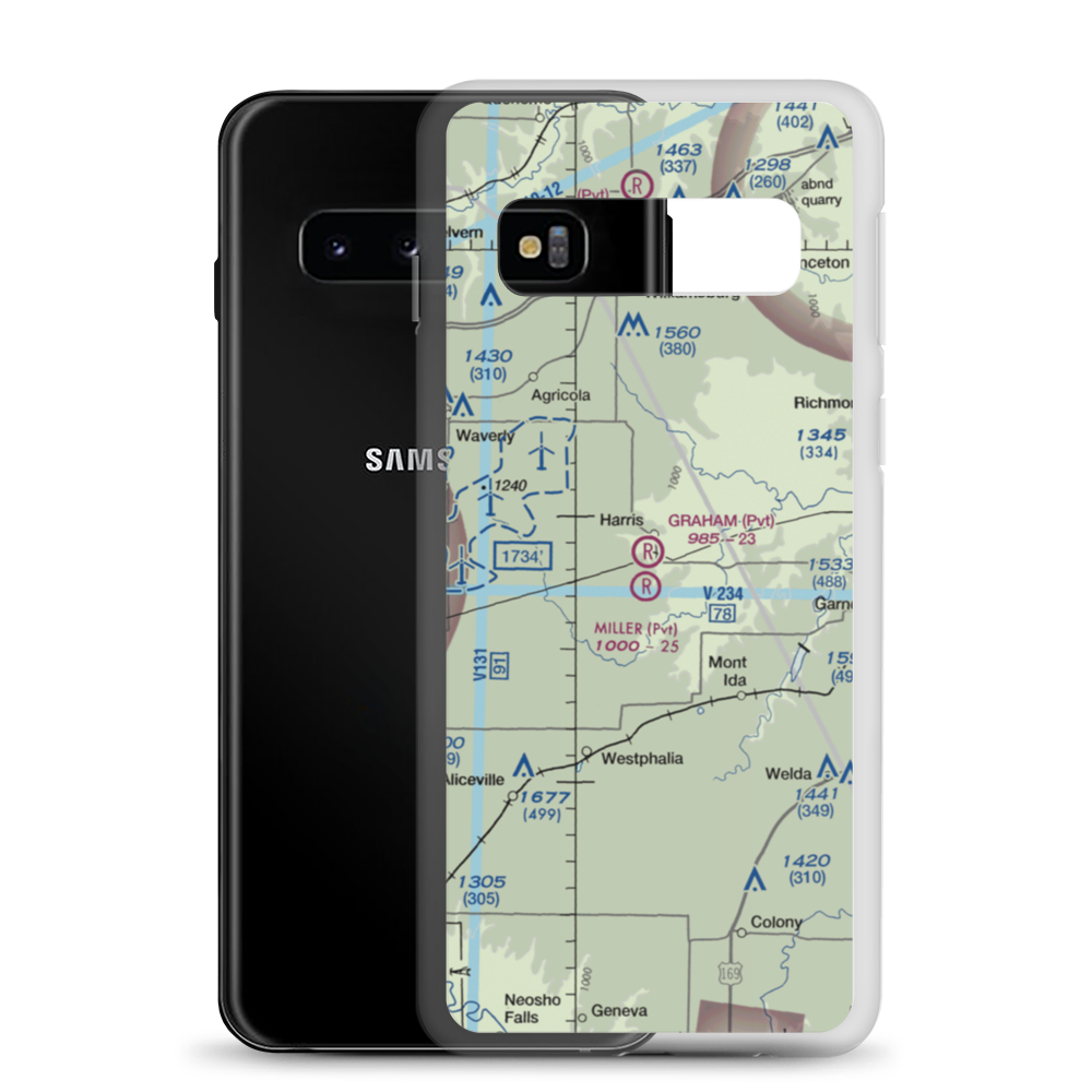 Graham Farms Airport (SN72) VFR Sectional Samsung Case Samsung Galaxy S10 model shown