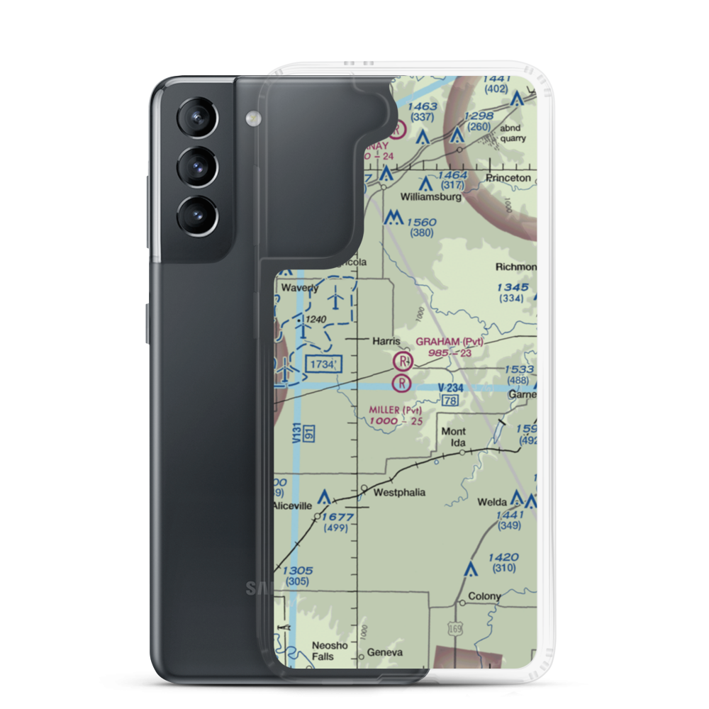 Graham Farms Airport (SN72) VFR Sectional Samsung Case Samsung Galaxy S21 model shown