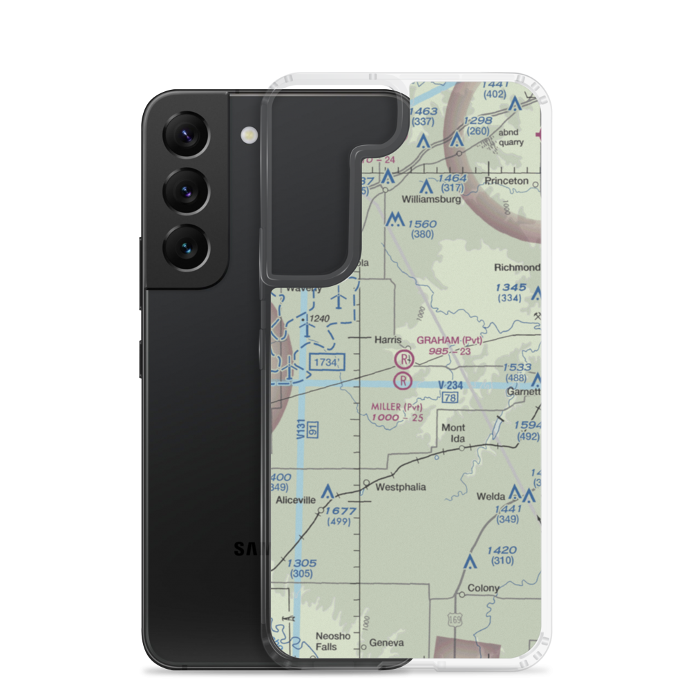 Graham Farms Airport (SN72) VFR Sectional Samsung Case Samsung Galaxy S22 model shown