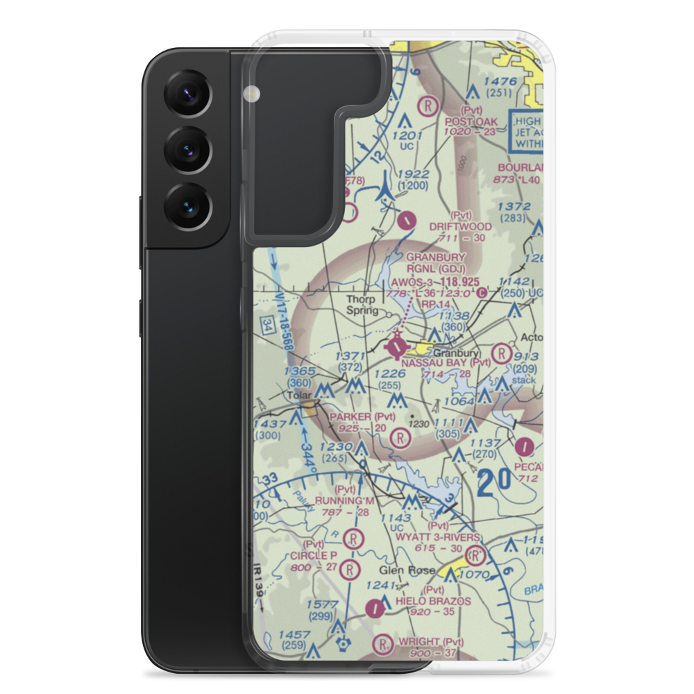 Granbury Regional Airport (GDJ) VFR Sectional Samsung Case Samsung Galaxy S22 Plus model shown