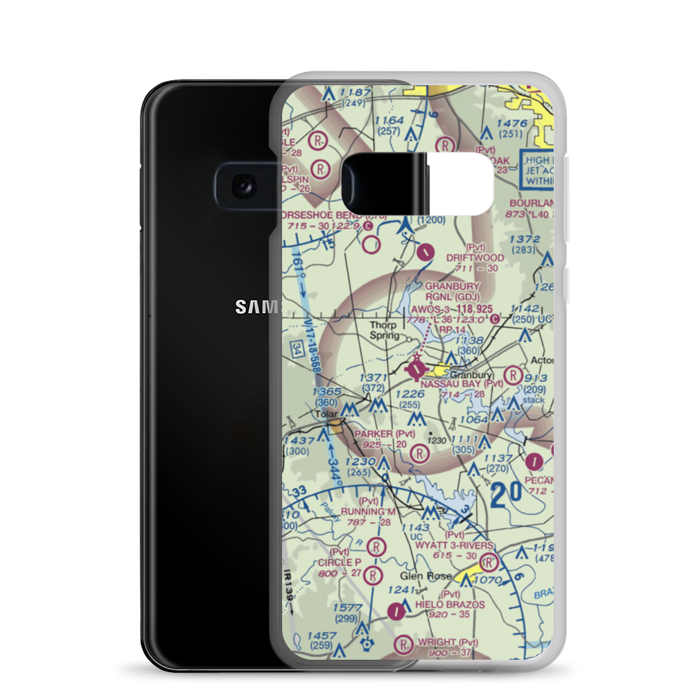 Granbury Regional Airport (GDJ) VFR Sectional Samsung Case Samsung Galaxy S10e model shown