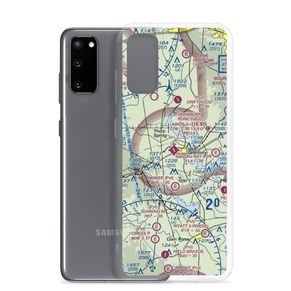Granbury Regional Airport (GDJ) VFR Sectional Samsung Case Samsung Galaxy S20 model shown