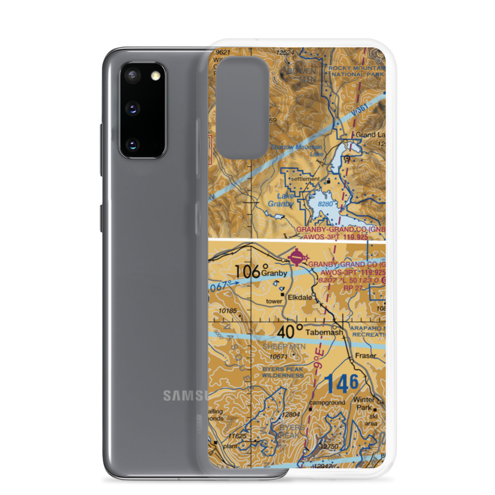 Granby Grand County Airport (GNB) VFR Sectional Samsung Case Samsung Galaxy S20 model shown