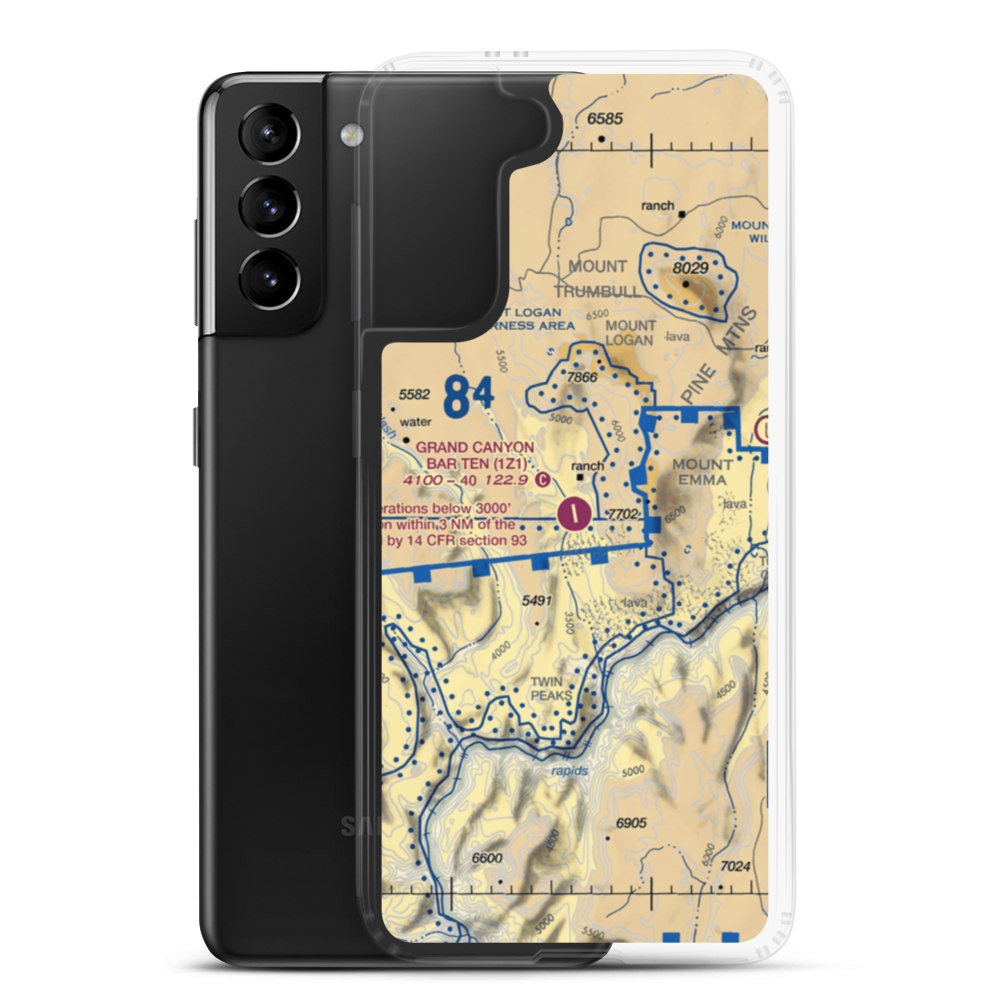 Grand Canyon Bar Ten Airstrip (1Z1) VFR Sectional Samsung Case Samsung Galaxy S21 Plus model shown